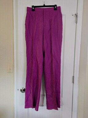 Tagliatore 0205 Amarena Magenta Linen Tailored Trousers Pants IT46 US10 parigi